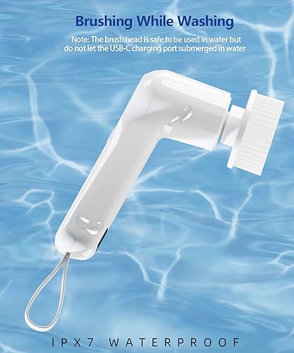 Miniatura 7 de Limpiador eléctrico giratorio WKY Power para limpiar la ducha, baño, bañera, azulejos, estufa, cepillo eléctrico, 6 cabezales de cepillo de fregar,