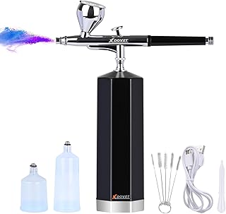 XDOVET 30PSI Airbrush Kit, Rechargeable Cordless Airbrush Compressor and Dual-Action Airbrush Gun, Auto Handheld Airbrush Set for Makeup,Nail Art, Cake Decor, Nail Art, Tattoo