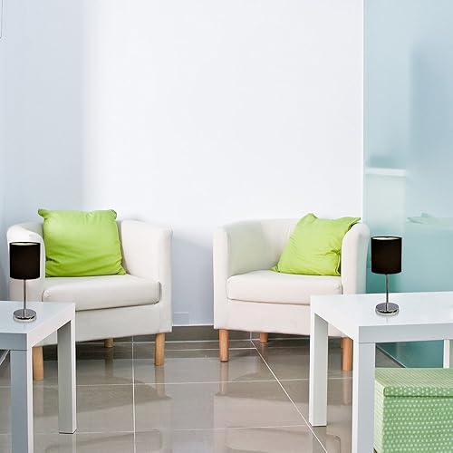 Miniatura 2 de Lámpara de mesa con pantalla blanca All The Rages LT2007 en paquete doble, con florero de diseño básico en miniatura simple, cromado