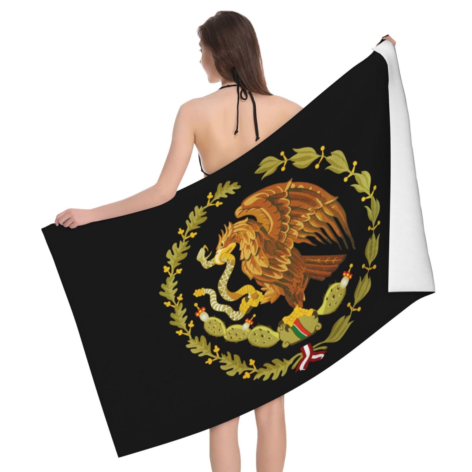HLBSDM Microfiber Mexican Mexico Flag Beach Towel Quick Dry Soft Sand Free Beach Towels for Pool Swim Beach Lightweight Thin Towels