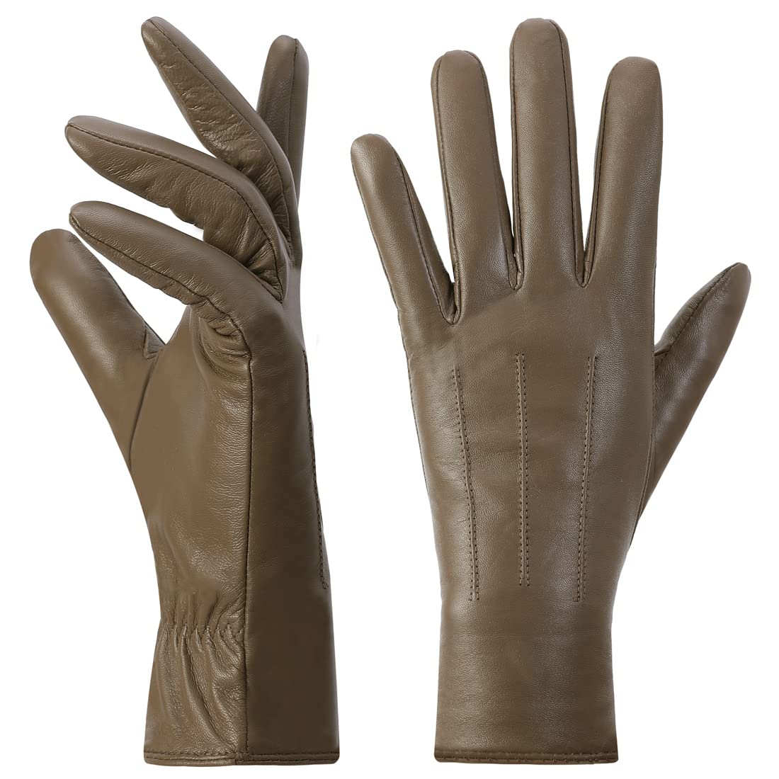 Harssidanzar Guanti invernali da donna in pelle Fodera in caldo cashmere Touch screen Finitura vintage GL017EU