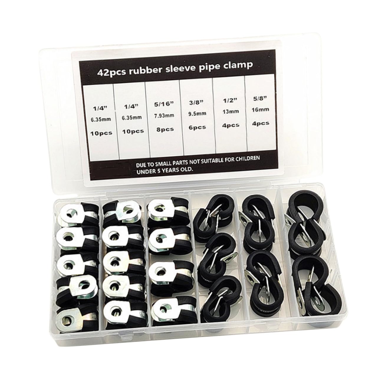 Colliers de serrage métalliques R-shape en inox et caoutchouc pour fixation fiable