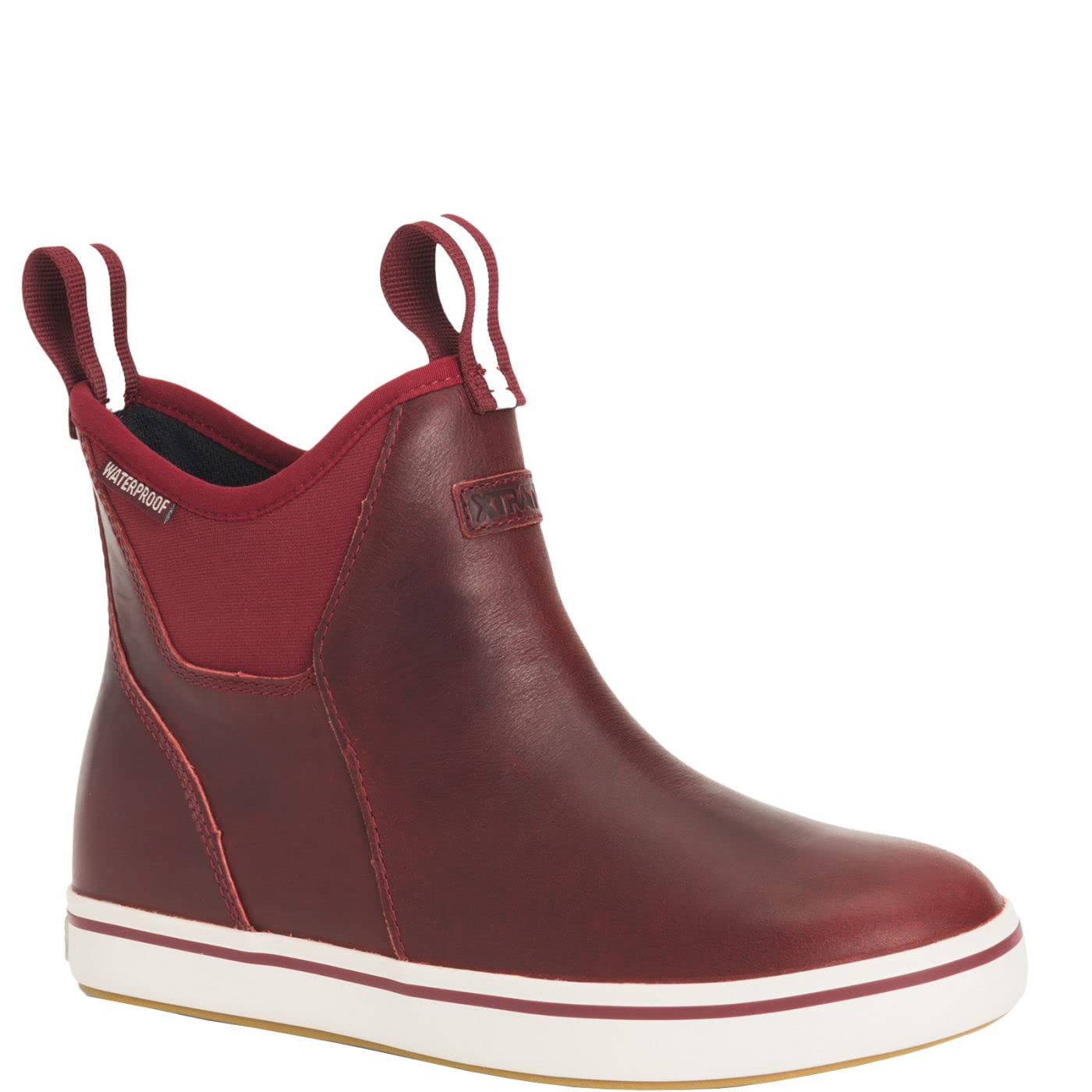XTRATUF Women's Leather Ankle Deck Boot, Red, Size 7.5(M)