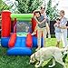 PicassoTiles KC106 8x7 Foot Junior Inflatable Bouncer, Kid Park, Jumping Bouncing House, Jump Slide Playhouse w/ 50 Pit Balls, 3 Sides Mesh Protection, and Heavy-Duty GFCI ETL Certified 385W Blower