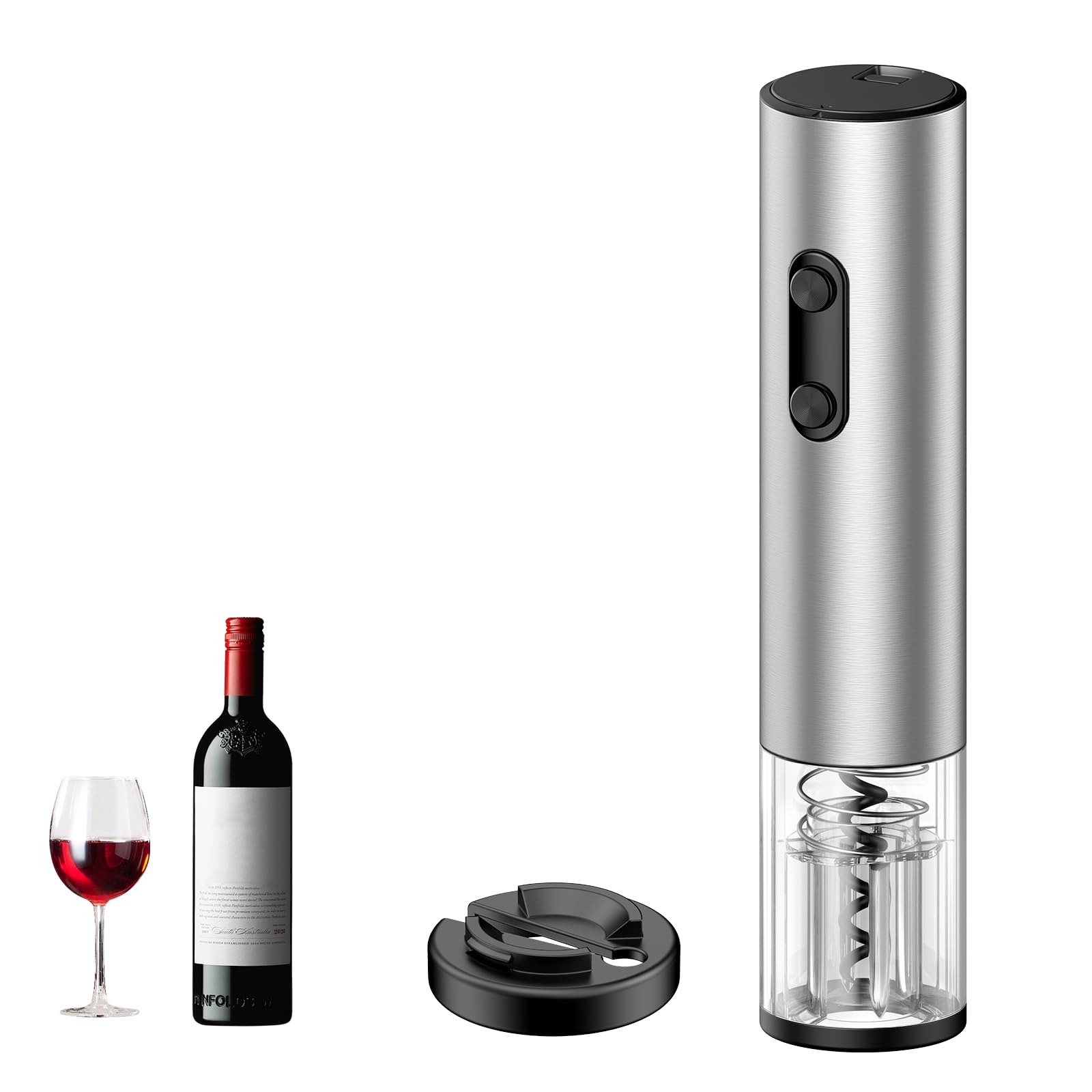 Pawfly Electric Wine Bottle Opener with Foil Cutter, Battery Operated Automatic Wine Opener, Electric Corkscrew with LED Light, Wine Corkscrew for Home Bar Party Wedding, (Battery Not Included)