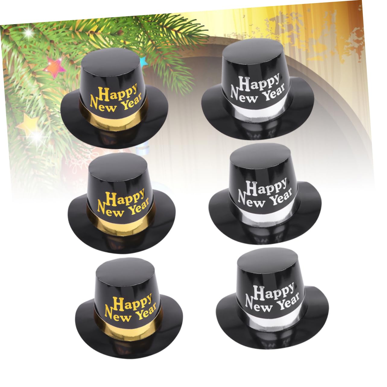 COLLBATH 2 Sets Neujahrs-partyhüte Weicher Bequemer Zylinderhut Aus Papier Für Silvesterfeierlichkeiten 6 Stück X 2