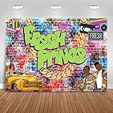 Mocsicka Fresh Prince Baby Shower Backdrop Graffiti Wall Boy Baby Shower Background 90s Hip Hop Baby Shower Party Cake Table Decoration Banner Photo Booth Props (7x5ft)