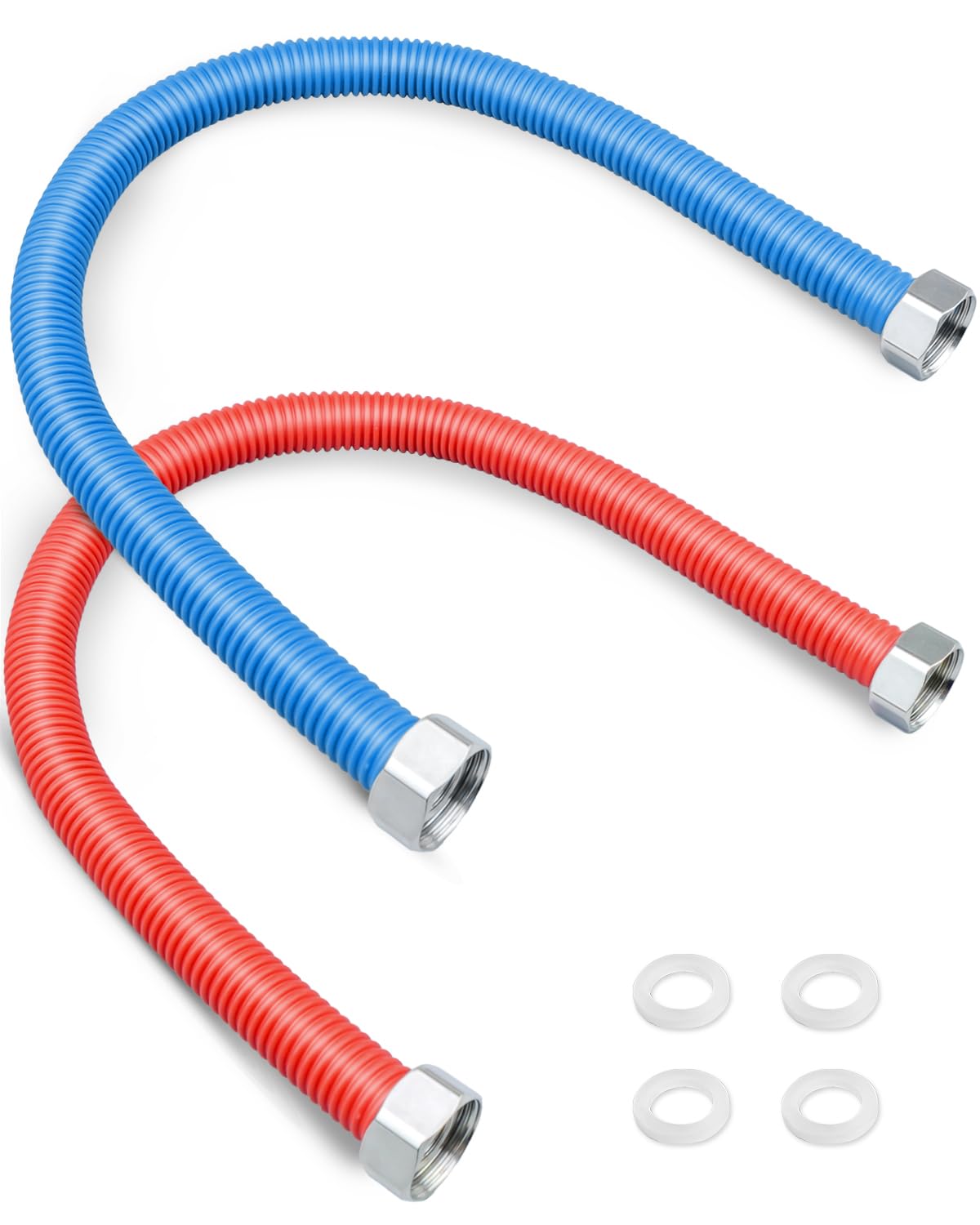 Conector flexible de acero inoxidable corrugado para calentador de agua, 2 unidades, 3/4 FIP x 3/4 FIP, manguera flexible para calentador de agua de color frío y caliente, 18 de longitud