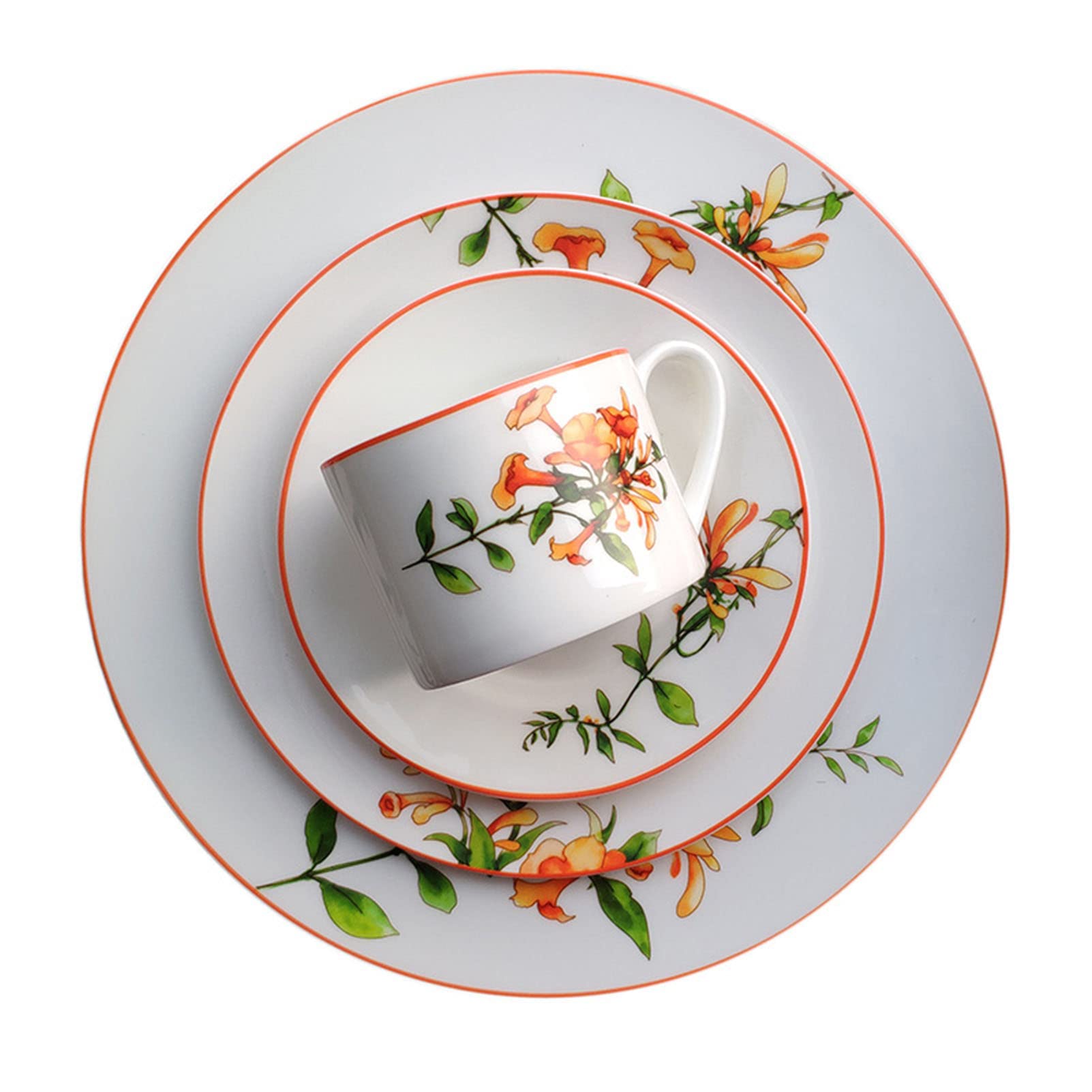 48-częściowy zestaw obiadowy Zastawa stołowa z kwiatowej porcelany, zestaw naczyń z porcelany kostnej Zestaw ceramicznych zastaw stołowych