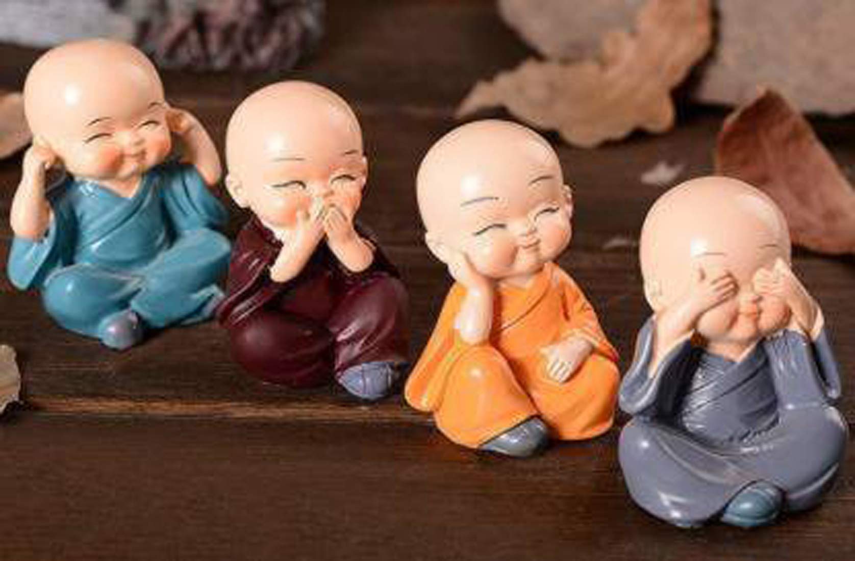 Bobblehead Monk Set for Car Dashboard or Interior Decoration, Shaking Head Chinese Kunfu Monks Figurine/Bobbled Head Monks Statue Set