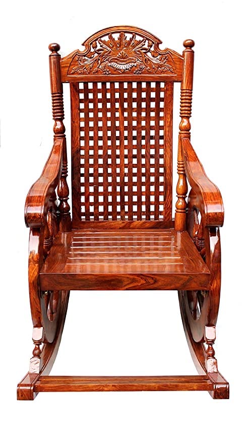 Hindoro Wooden Hand Carved Rocking Chair (Teak Wood)