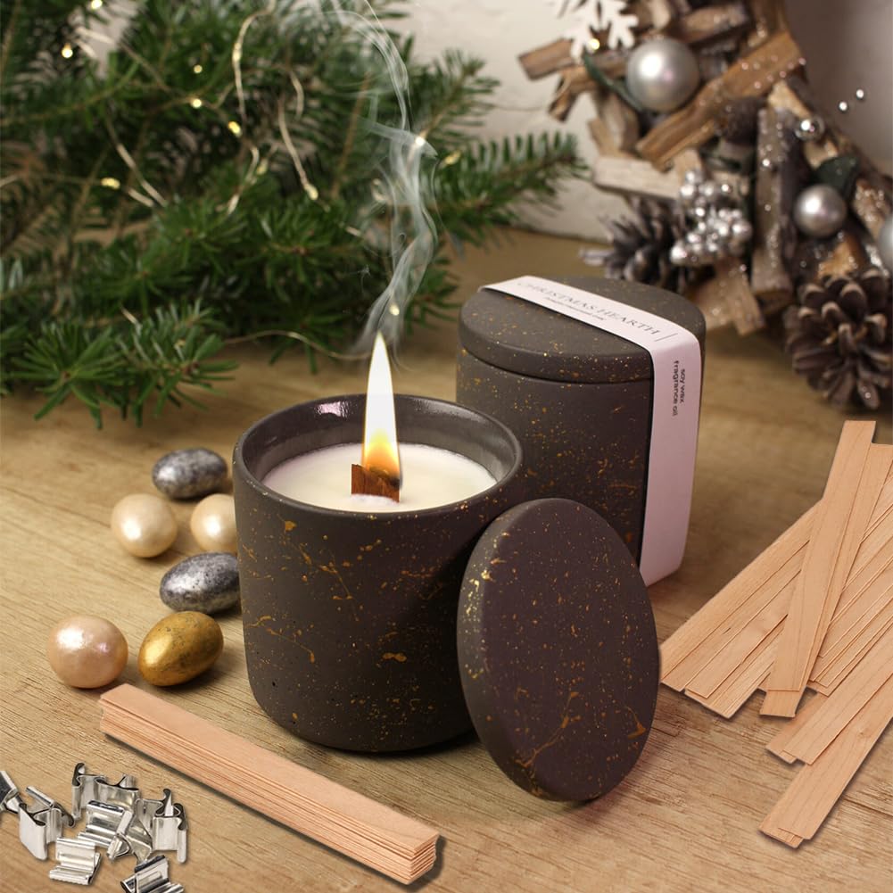 120 Stoppini In Legno Per Candele Con Base Metallica - Set Da 2 Misure Per Candele In Barattolo, Fai Da Te, Senza Fumo - 4