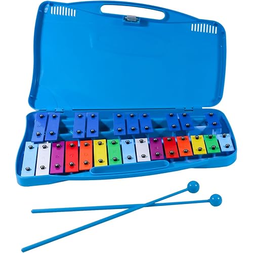 Xylophone,25 Notes Glockenspiel Xylophone for kids Musical Toy Metal Keys,Professional Xylophone for Beginners, Music Teaching, Gifts (Blue)