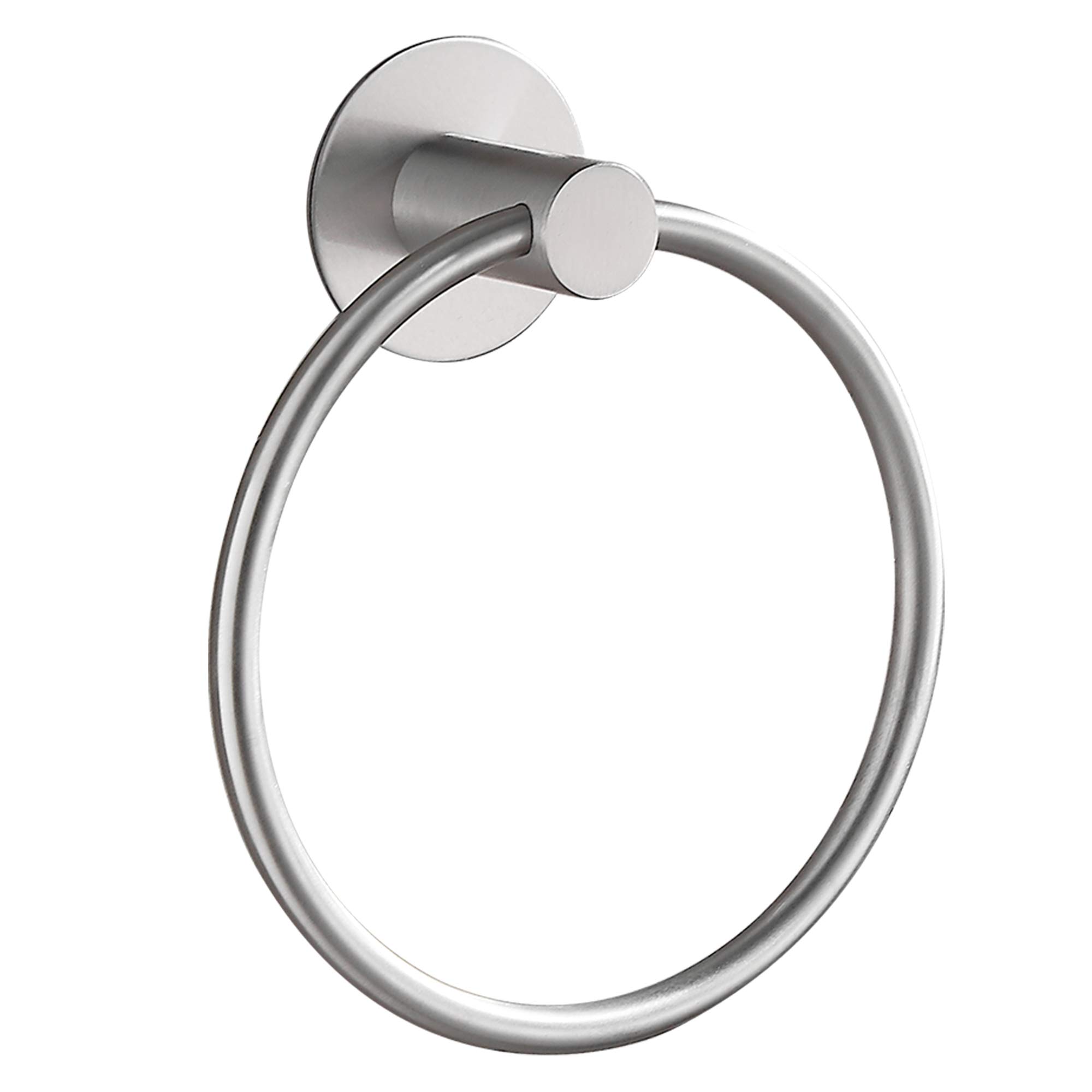 Hoomtaook Stainless Steel Towel Holder, Bathroom Accessories No Damage Wall Mounted, Rustproof, Brushed Finish, Brushed Nickel, Metal, Round, 0.39 kilograms