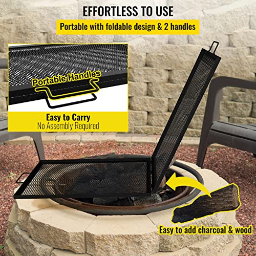 Vevor Fire Pit Cooking Grill Grate 44 X 15 In Foldable Rectangle Campfire Bbq Rack, Heavy Duty X-Marks With Portable Handle & Support Wire For Outdoor Picnic Party & Gathering, Black #TOP3