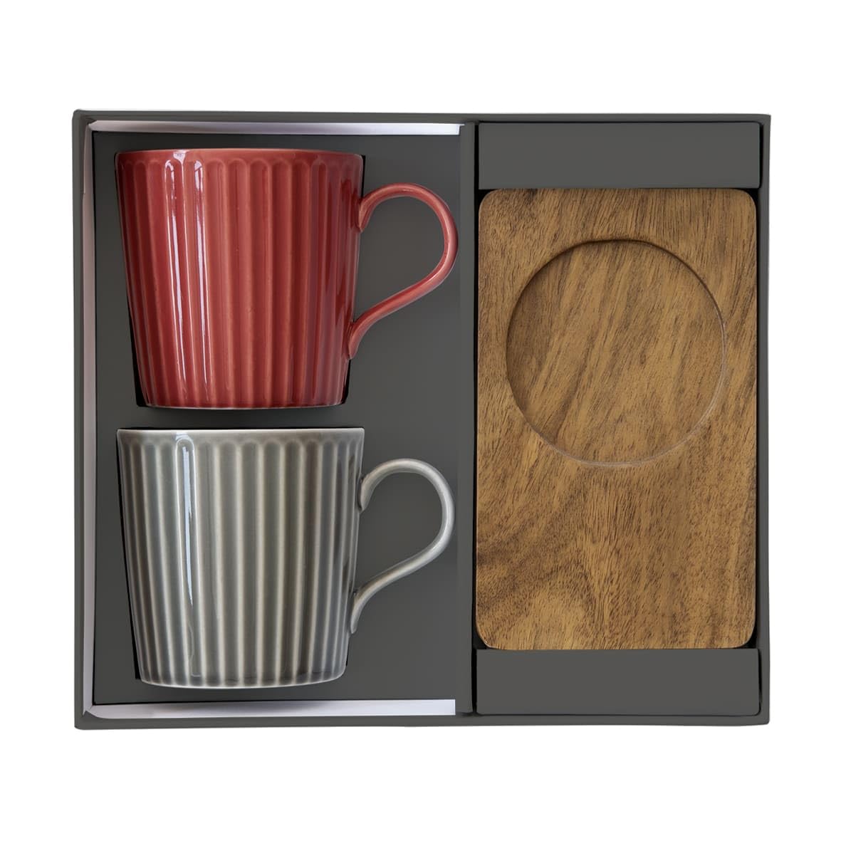 Set 4 tazzine caffè con piattino in acacia Take a Break Easy Life