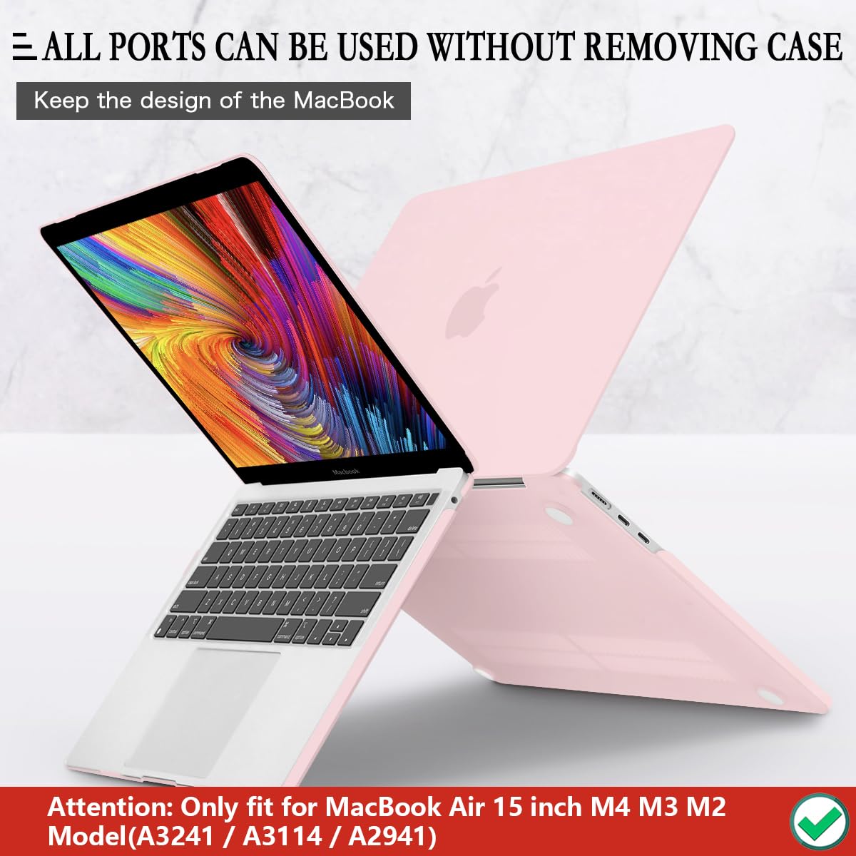 CISSOOK Baby Pink Case for MacBook Air 15 Inch 2023 2024 2025 2026