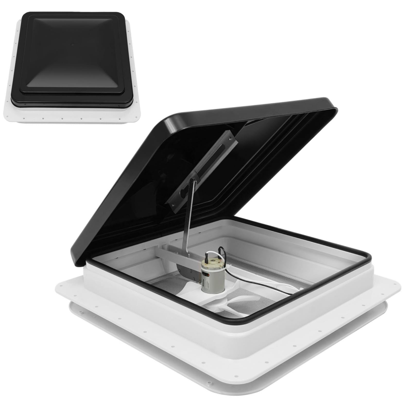 Claraboya de techo para caravana, 42 x 42 cm, con protección visual, para caravanas y autocaravanas con aberturas de 35 x 35 cm