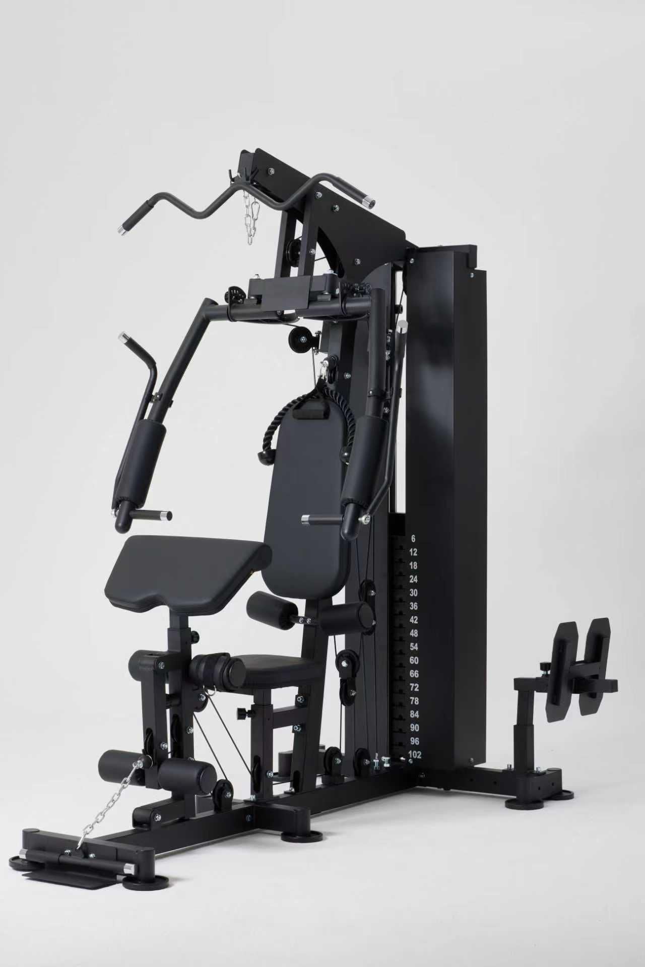 Stazione Multifunzione FD 6000 Plus - Palestra in Casa con Pacco Pesi 72kg, Carico Massimo 150kg - Macchina Fitness Professionale: Lat Tower, Leg Press, Chest Press - Home Gym Completa