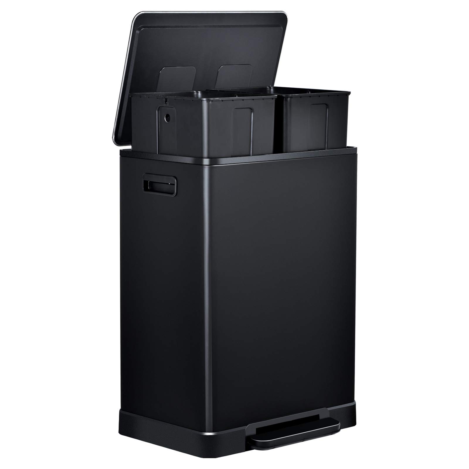 Buy Black Stainless Steel Step T Can 16 Gallon Garbage Bin with Soft