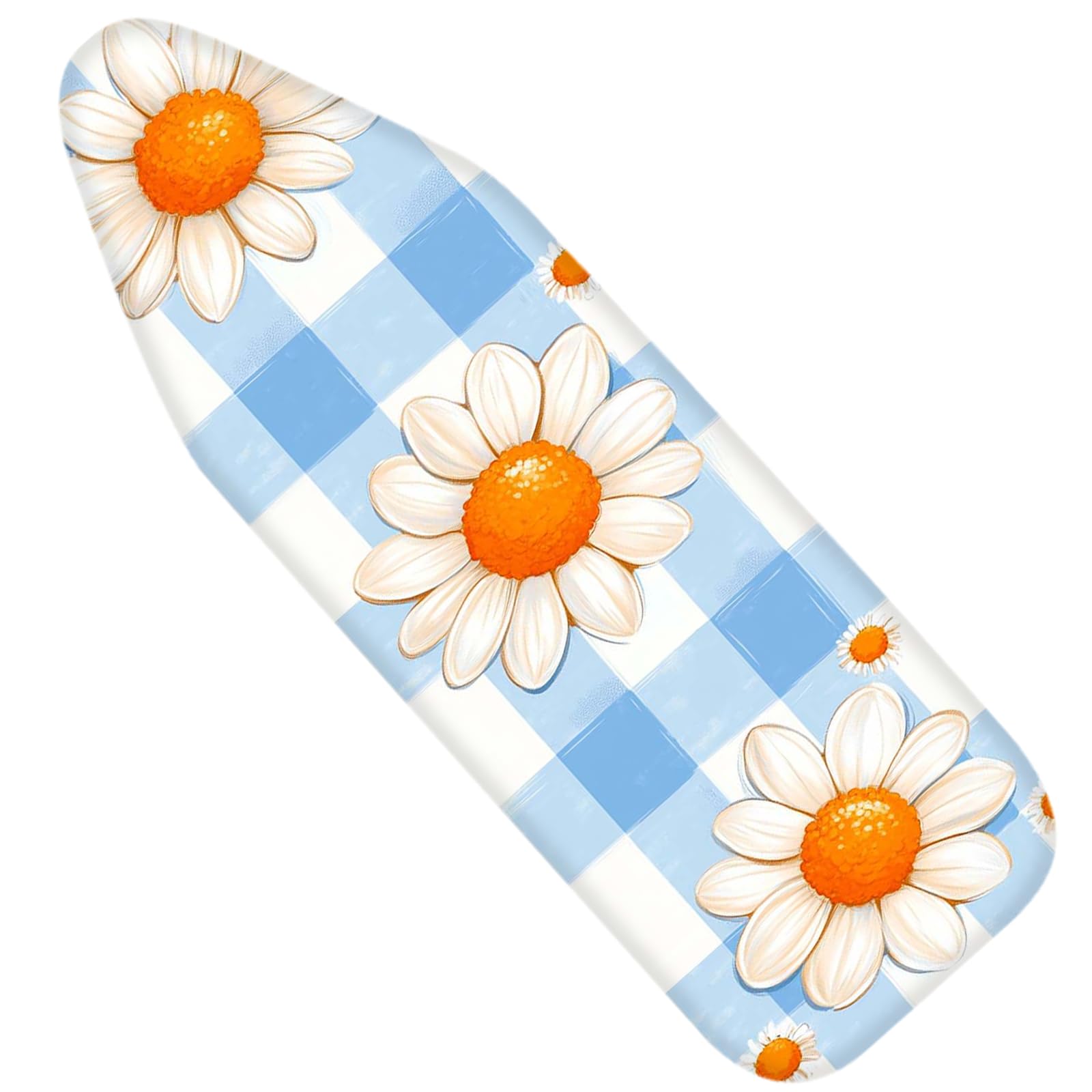Nuxovilar Blue Gingham Daisies Ironing Board Cover 15x54 Polyester | Iron Pad Scorch Guard laundry helper protective board shield home laundry room craft studio (Blue Gingham)