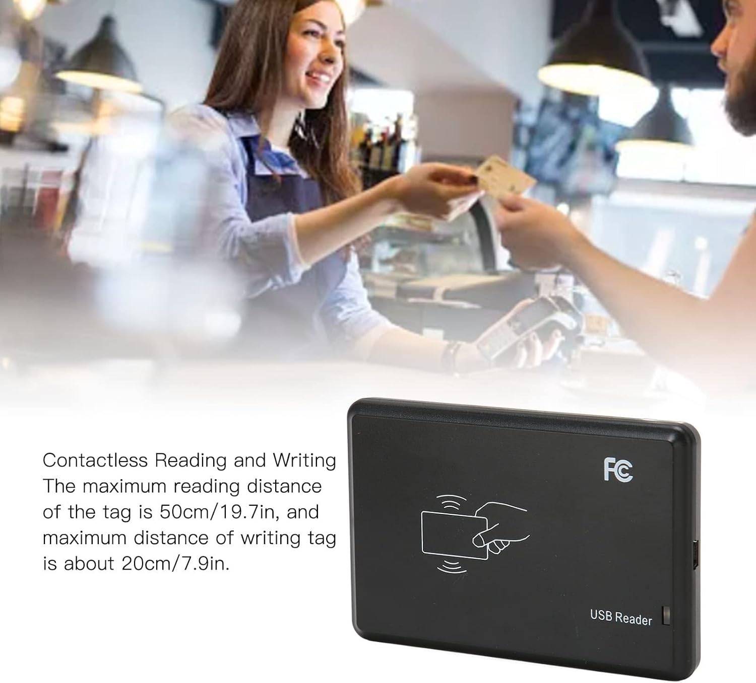 Portable UHF Card Reader Writer 902-928MHz for Warehouse Library Contactl 50cm USB Desktop Reader Proximity Card Reader for Multipurpose Use