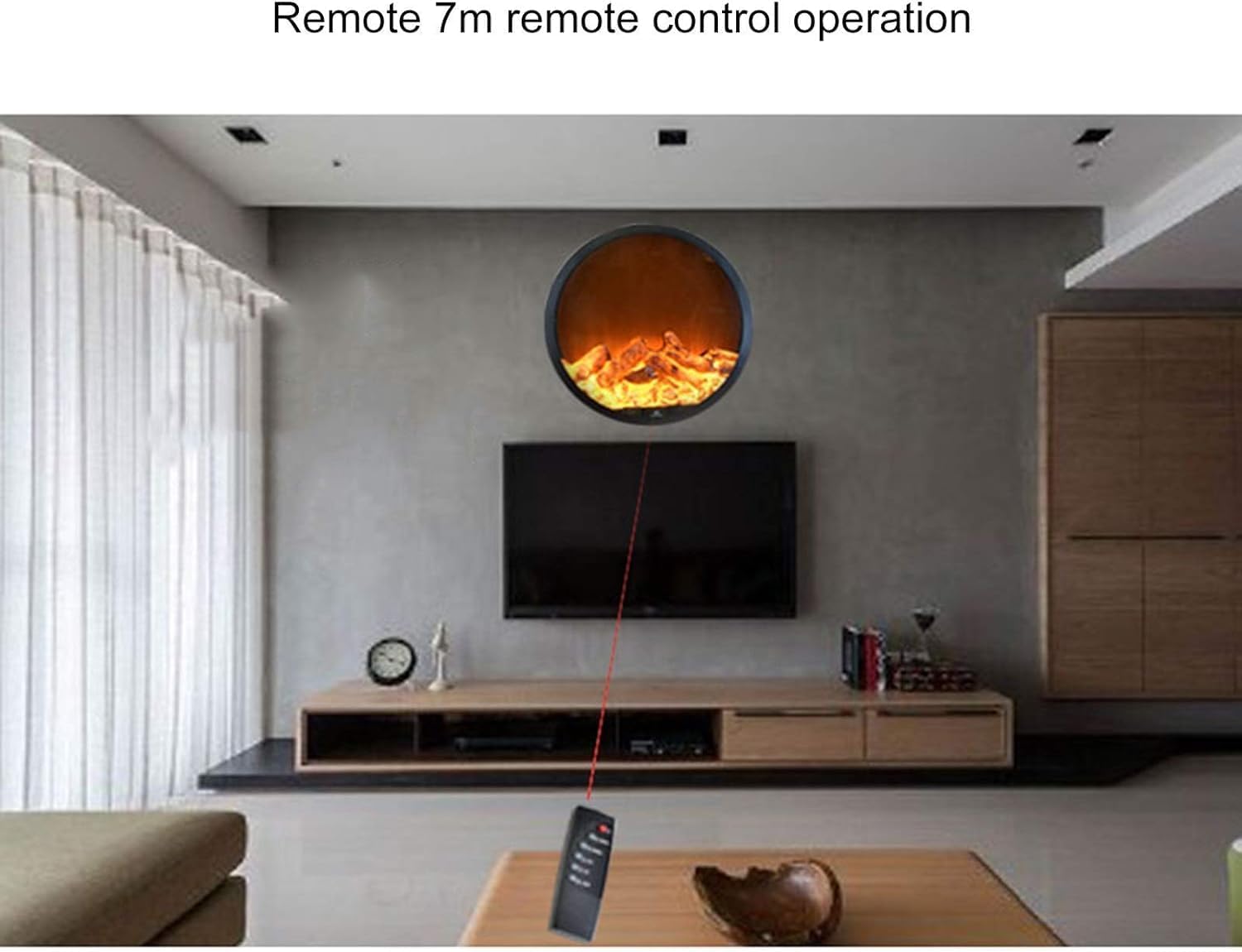 Electric Fireplace, Electric Fireplace Infrared Stove Heater, 3D Realistic Flame Effects, Adjustable Brightness and Heating Mode Tempered Glass Surface Electric Fireplace Stove Heater(Heated,120x20cm)