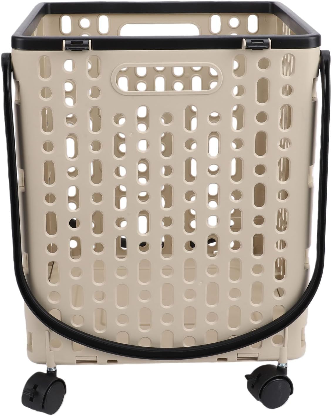 ZJchao Foldable Shopping Cart Trolley Grocery Basket with Swivel Wheels 2 Handles Built in Side Hooks for Home Outing Supermarket Laundry (XL)