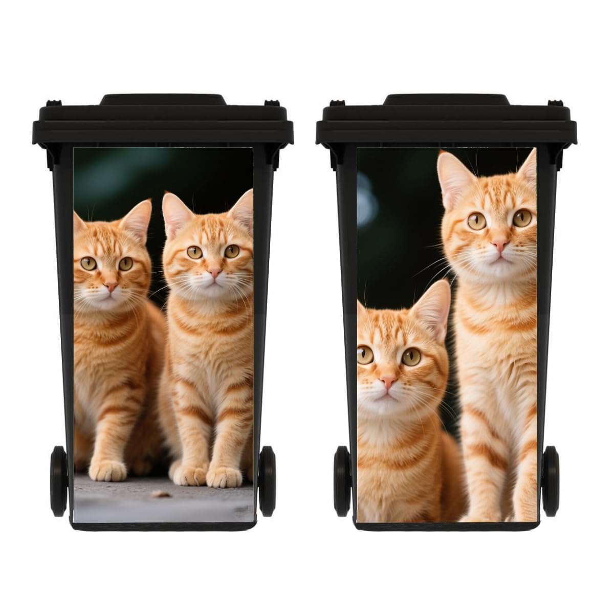 XZTRFB 2 Sheets Orange Cat Wheelie Bin Stickers Self Adhesive Dustbin Sticker Decorative Decal for House Decoration, Fridge, Indoor Outdoor