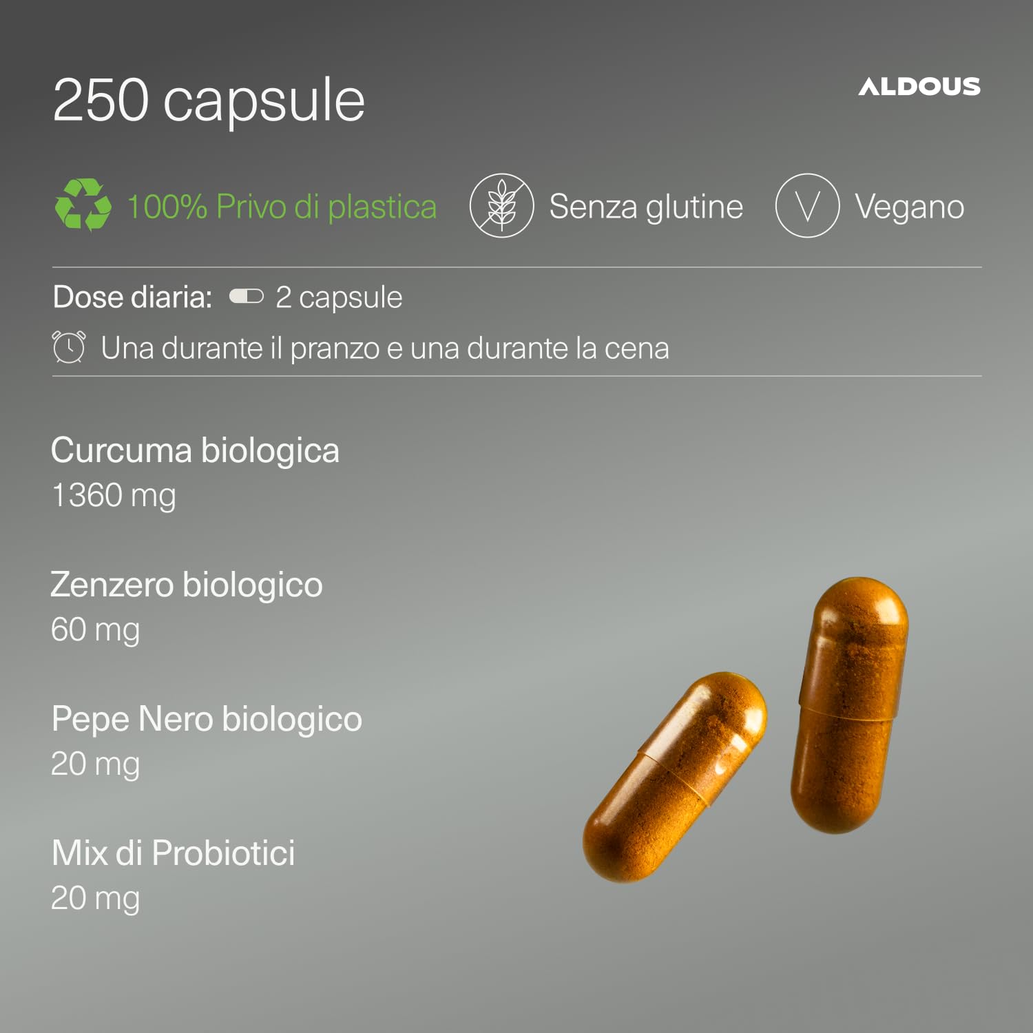 Curcuma con Zenzero, Pepe Nero e Probiotici + Collagene Idrolizzato Puro - Formula avanzata - Antinfiammatorio e cura della pelle - Collagene per articolazioni forti - Aldous