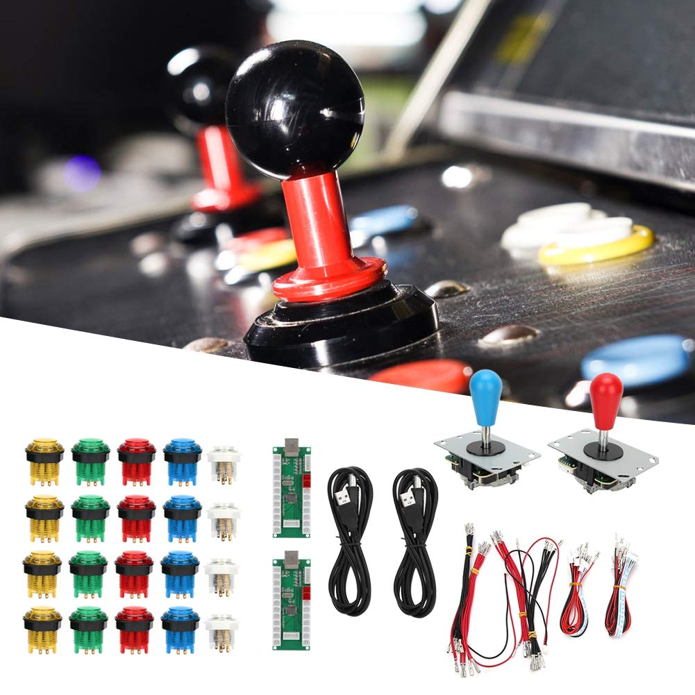 Qcwwy Wysoka Atrakcja Gra dla Dzieci Rocker Gra Rocker Akcesoria dla Majsterkowiczów Kolorowe Podświetlane Diody LED Przyciski Kontroler Interfejsu Zgodny z Systemem Przycisk Home Fighting Stick