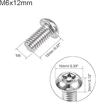 Vista 2 de uxcell Tornillo de máquina de seguridad Torx M6x12mm, 20 tornillos de cabeza plana en la columna interior, pernos de sujeción de acero inoxidable 304