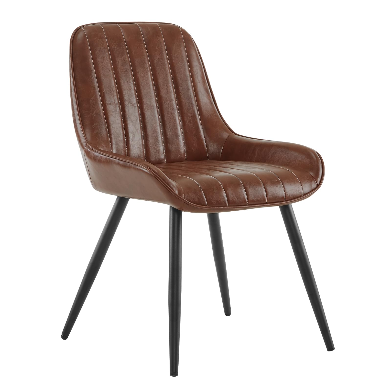 Lestarain Esszimmerstühle 2er Set, für Esszimmer Wohnzimmer Küche, Retro Küchenstühle gepolstert, Sitzfläche aus Kunstleder, mit Metallbeine, bis 150 kg belastbar, Braun