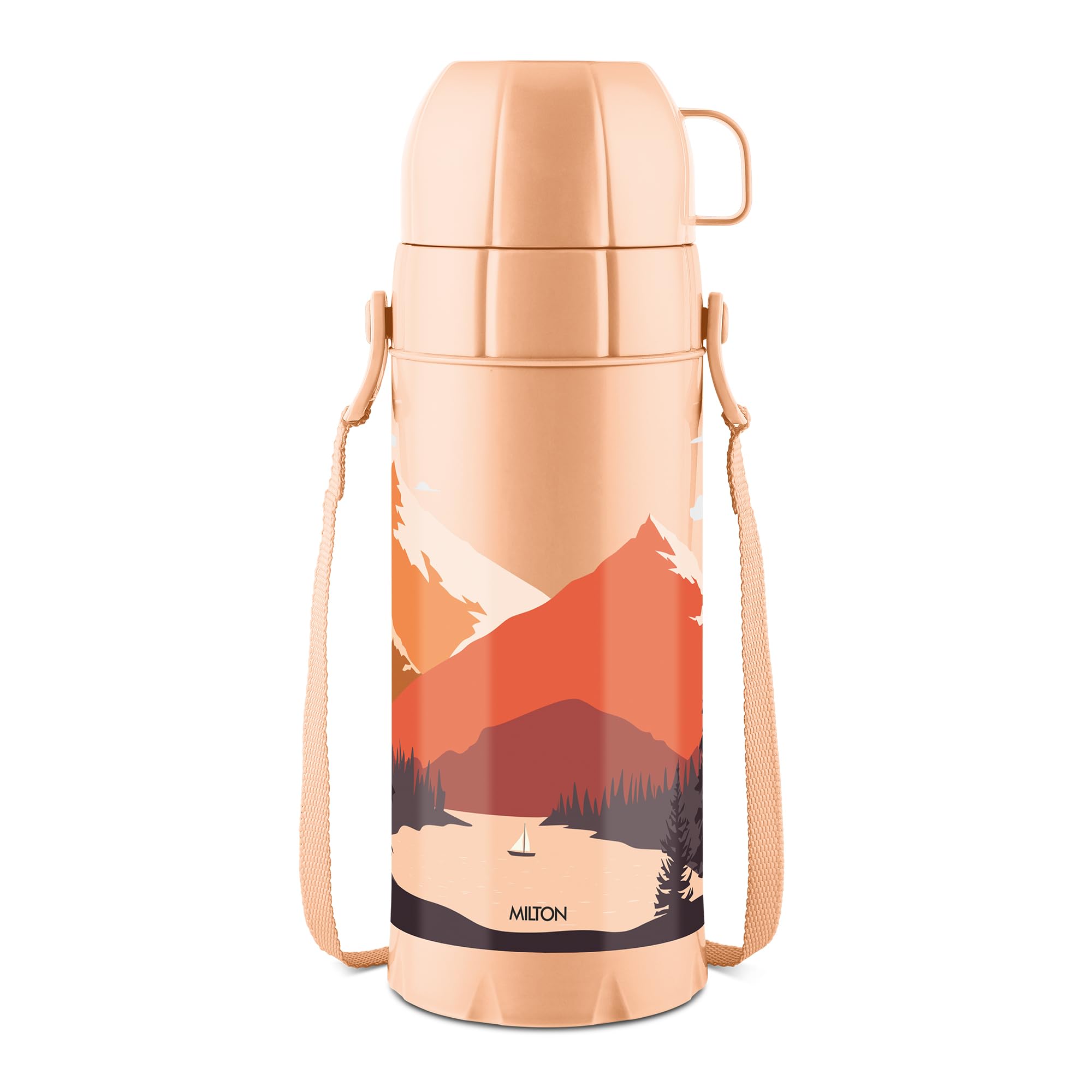 Milton Eiffel 1000 Vacuum Insulated Thermos Flask with Strap to Carry, 910 ml, Long Hours Hot & Cold Water Bottle for Office, Hiking, Trekking, Travel, Orange