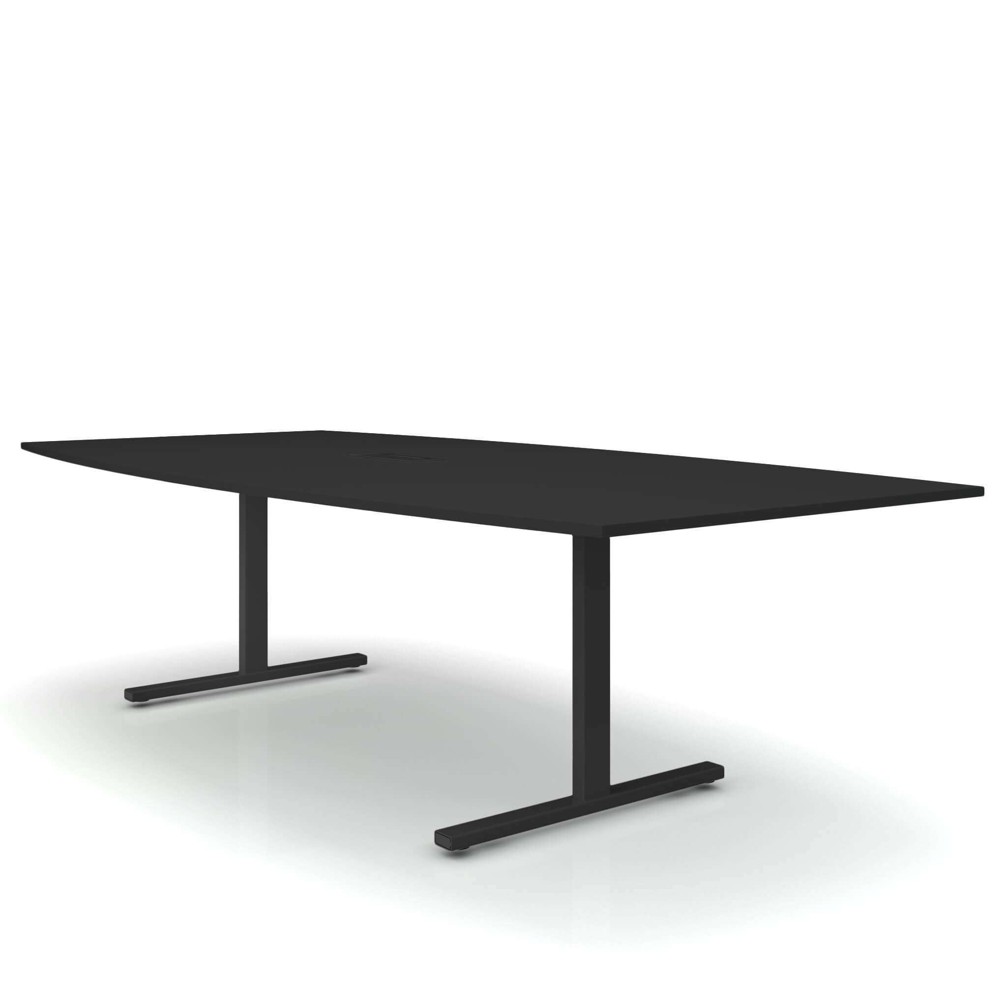 Weber Büro Easy Konferenztisch Bootsform 240x120 cm Anthrazit mit Elektrifizierung Besprechungstisch Tisch, Gestellfarbe:Anthrazit