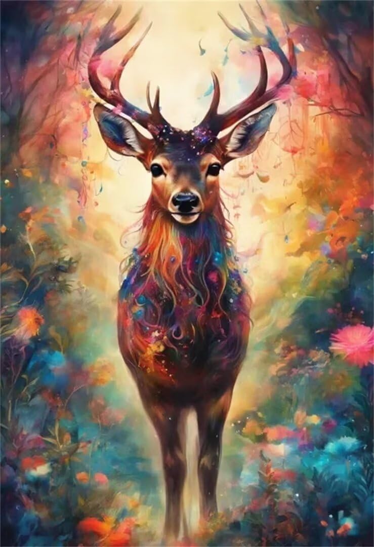 5D DIY Diamante Art Pintura kit Completo, Diamond Painting Adultos Niños Rhinestone Bordado de Punto de Cruz Artes Pintura Painting,Cuadros Decor para Cuarto, Sala de Estar - (Ciervo forestal) 60x90cm