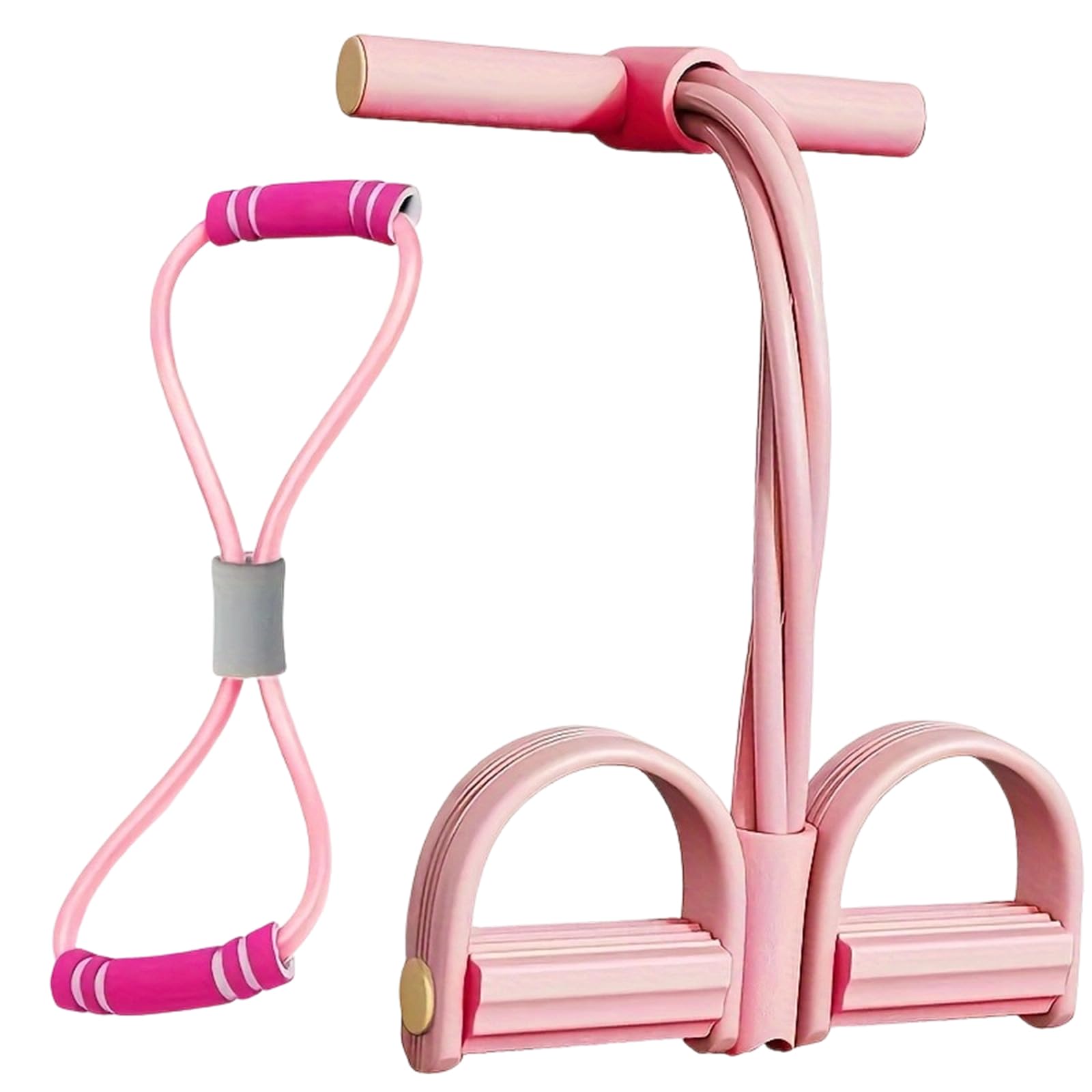 elastici fitness, Fitness Corda Eelastica per Pedali con Figura 8 Estrattori e Fasce Fitness, Corda Elastica in Gomma a 6 Tubi, Fasce per Esercizi Fitness Sicure Non Tossiche（Rosa）