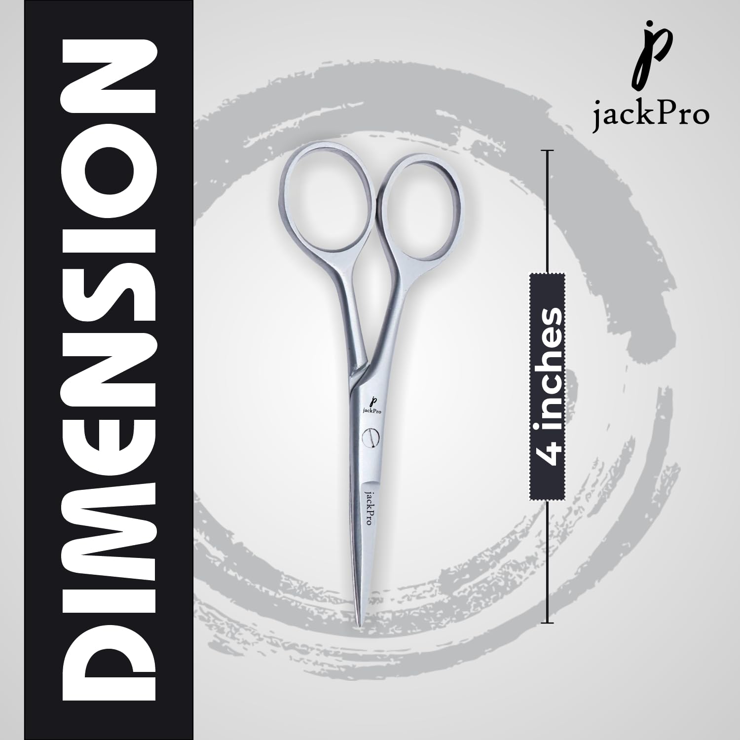 jackPro 4 Inch Beard and Mustache Hair Cutting and Trimming Scissor, Professional Stainless Steel Scissors for Beard, Mustache Eyebrow Nose Hair 4