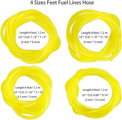 Miniatura 2 de Manguera de línea de combustible de 16 pies de 4 tamaños con bombilla de imprimación a presión, filtro de combustible Pouland para Zama Stihl Poulan