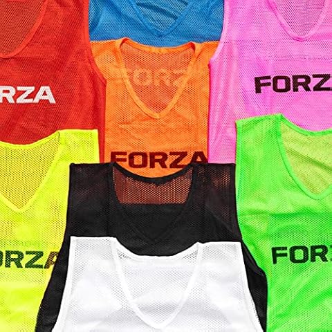 FORZA Training Bibs [10 Pack] - Pro Football Training Vests - Range of Colours & Sizes (Orange, Kids) Cover