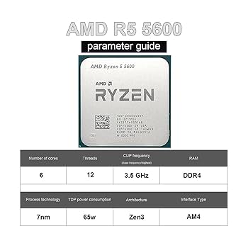 AMD Ryzen 5 5600 R5 5600 3.5 GHz Six-Core Twelve-Thread CPU