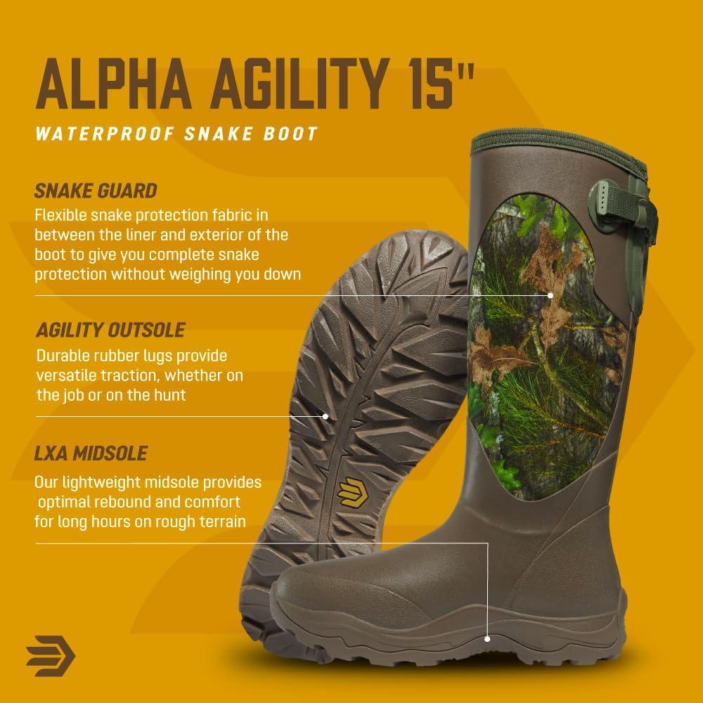 LaCrosse Women's Alpha Agility 15" Waterproof Hunting Snake Boot Brown/Green - Picture 11 of 20