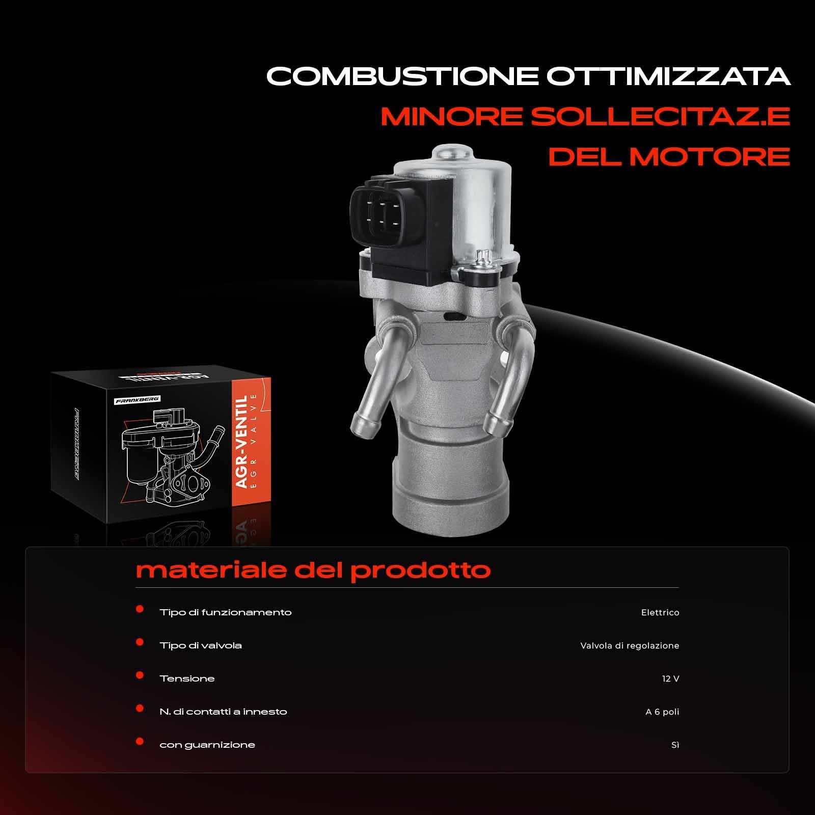 Frankberg Valvola EGR a 6 Poli 25620-27080 | Compatibile con: A.v.e.n.s.i.s Verso M2, R.A.V 4 II A2, Precedente R3
