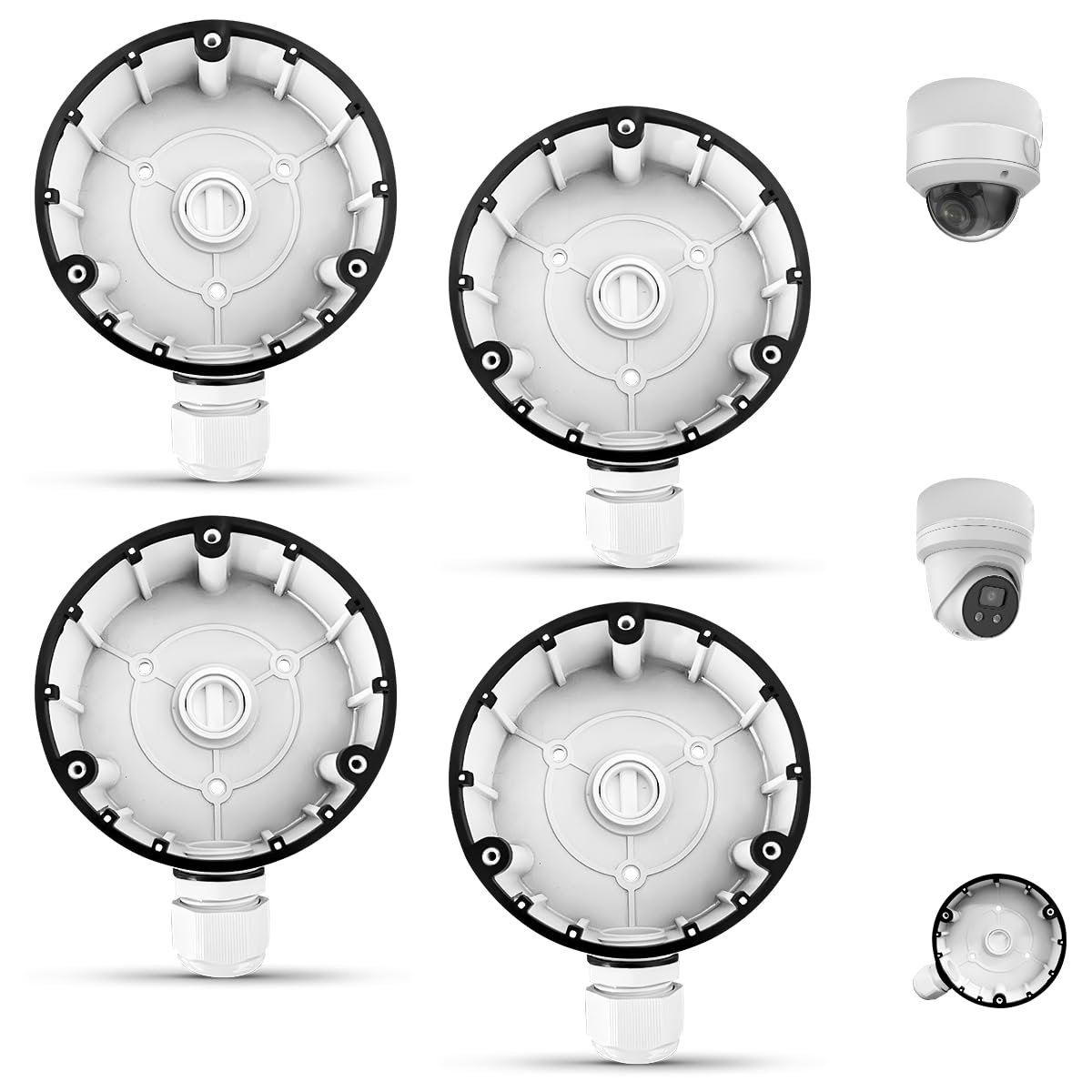 Metal Security Camera Junction Box for HIK Dome IP Cameras, IP66 Waterproof Aluminum Mount Base with Cable Concealment, OH-DS-1280ZJ-DM8 Camera Mounting Box(4 Pack)