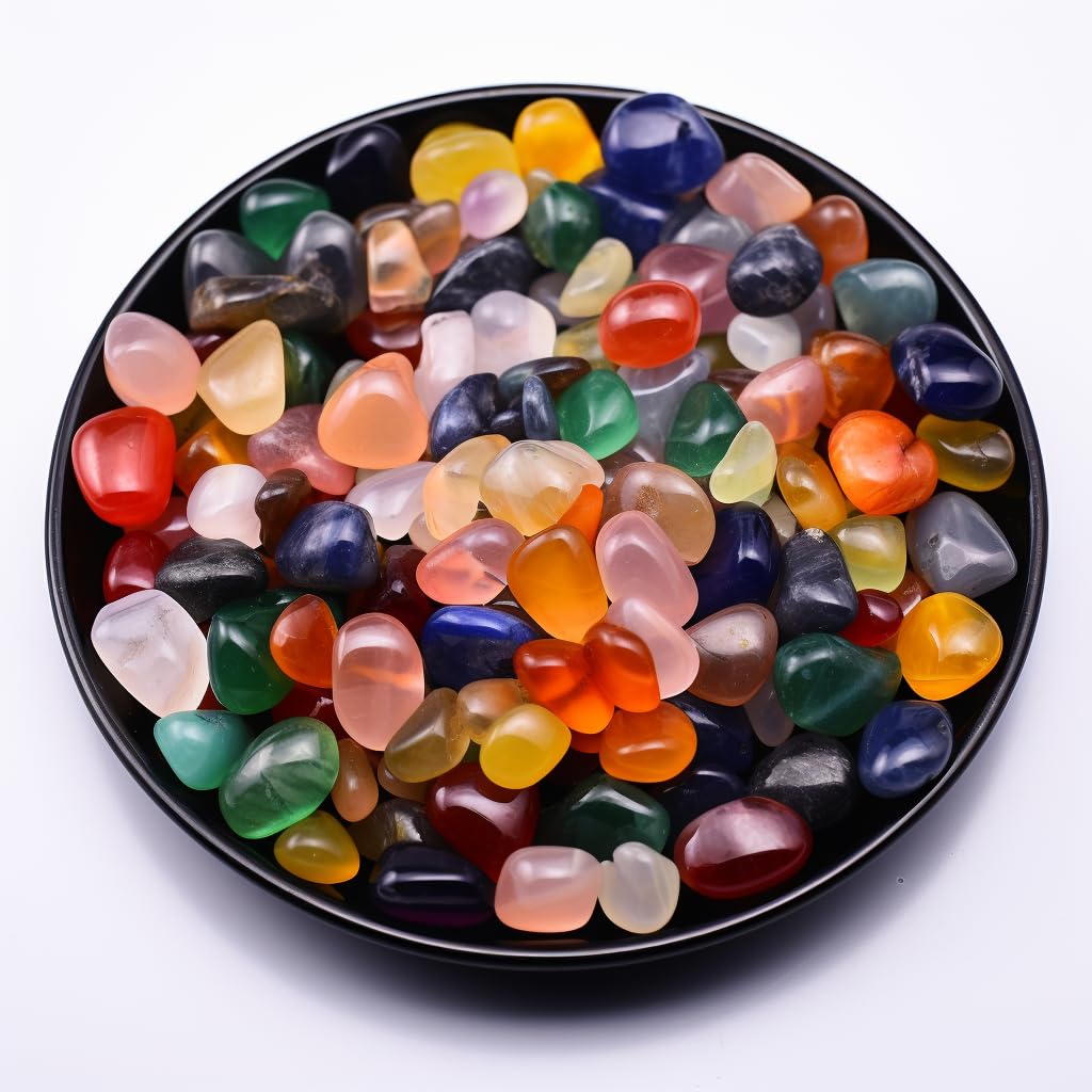 Polished Colorful Agate Crystal Chips 200 Pcs - 0.3" 10 oz Tumbled Stone Chips Crushed Sea Glass Stones Healing Reiki Crystal Making Home Decoration