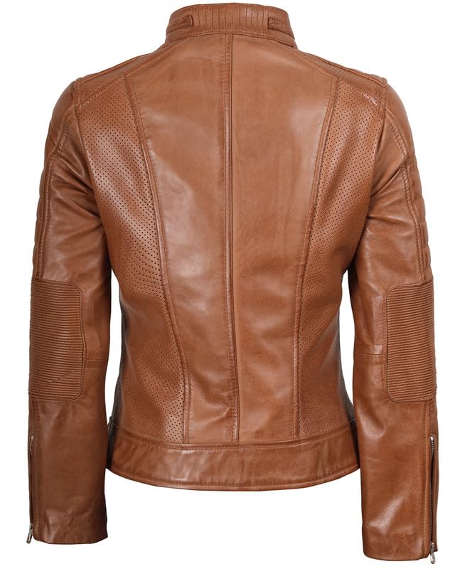 Blingsoul Cafe Racer Leather Jacket Womens - Real Lambskin Leather Jackets for Women4