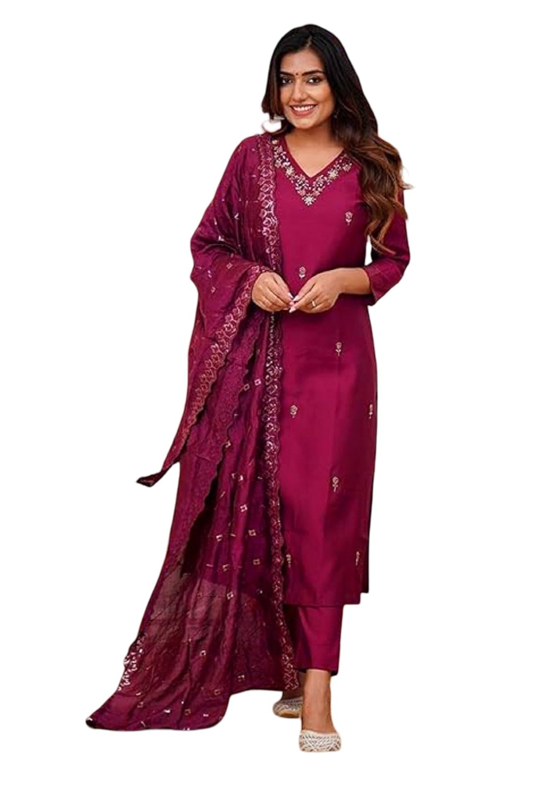 lazzly Women's Pure Silk Kurta Plazzo Dupatta Set | Hand Embroidered Neck Design | Ethnic Wear Kurti Set for Women Silk Suit Set | Traditional Festive-picture-44
