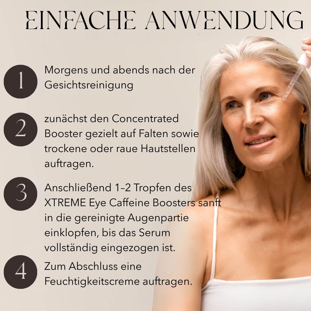 mellow NOIR Concentrated Booster & XTREME Eye Caffeine Booster Bundle | Gesichtsserum 30ml + Augenserum 15ml | Sofort straffend & aufpolsternd | Gegen Falten, Augenringe & Schwellungen