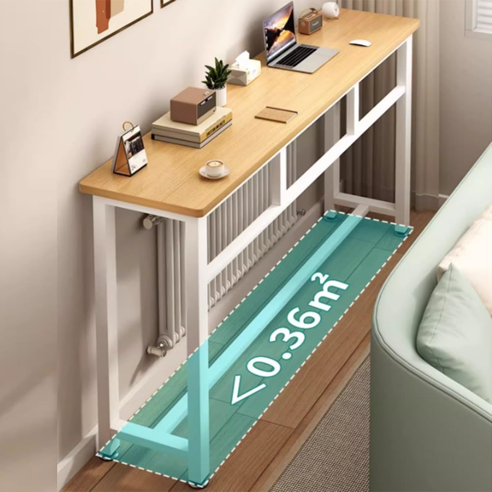 Cubierta delgada de metal para radiador y mesa de consola, armario de protección de calefacción con estante de madera para el hogar y la oficina (120 x 20 x 100 cm), diseño elegante y funcional