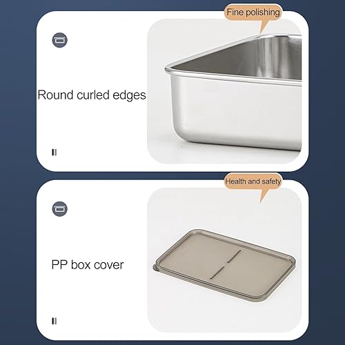 Miniatura 5 de Recipiente de tocino para refrigerador, recipientes herméticos de acero inoxidable 304 con tapa transparente y parte inferior antideslizante, para